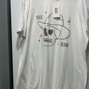 White and Brown Cowboy Skull Tee
